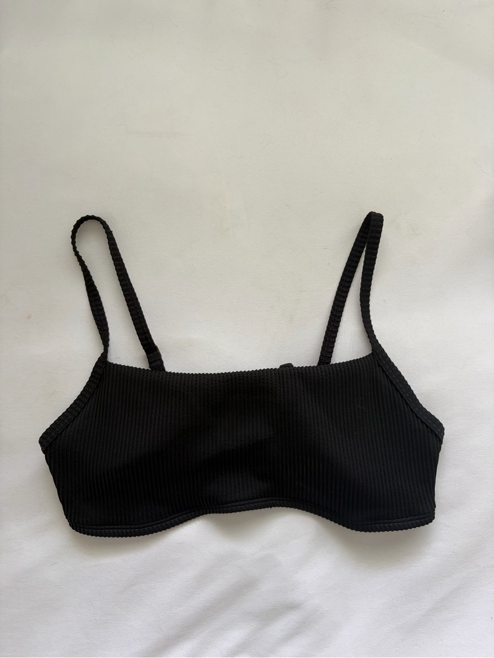 Hollister Black Ribbed Scoop Bikini Top w removable padding